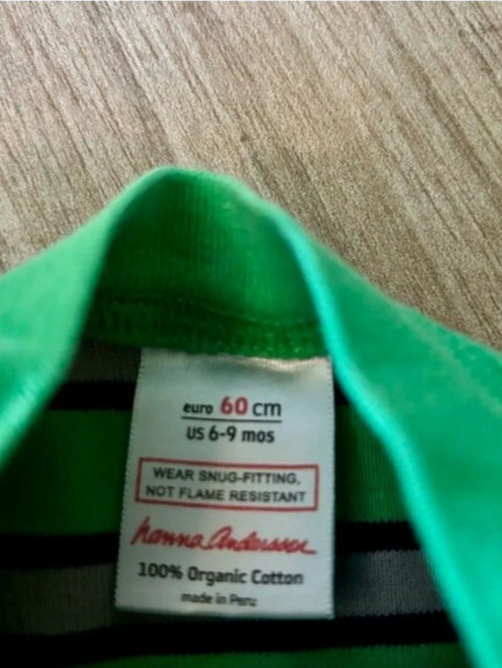 Hanna Andersson Baby Sleeper 6-9M Green Striped Unisex Pajamas